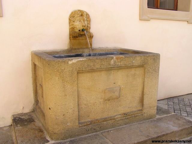 Kašna s chrličem v nádvoří Valdštejnského paláce